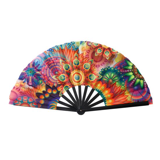 Большой складной веер, портативный радужный ручной вентилятор, летний охлаждающий вентилятор, украшение для танцевального костюма кунг-фу, аксессуары для вечеринки