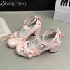 Fashion Bow Women Heeled Shoes New Fashion Summer Marie Janes Shoes Trend Sandals 2025 Brand Party Lolita Lace Woman Pumps Zapatillas
