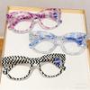 Transparent Purple Blue Frame Reading Glasses 3colors Women Personality Decorative Eyewear Fashion Printing Far Sight Eyeglasses