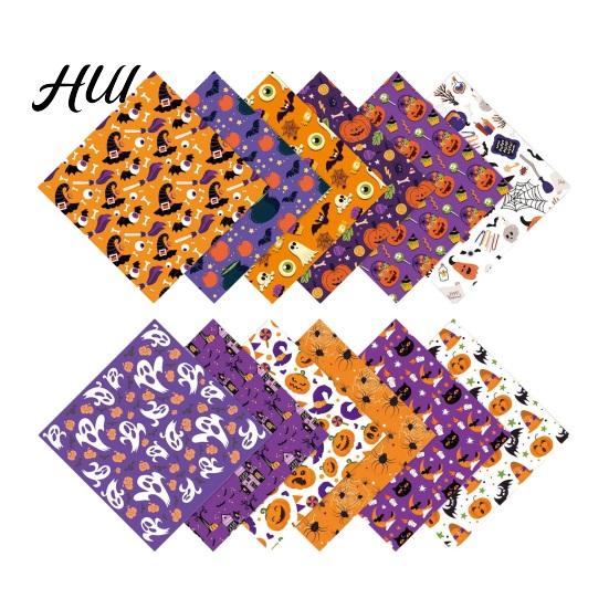 Classic Halloween Elements Stickers 12 Sheets Scrapbook Paper Set, 6x6in Double-Sided Craft Paper, Pumpkin Themed PaperPack Ghost Bat Pattern