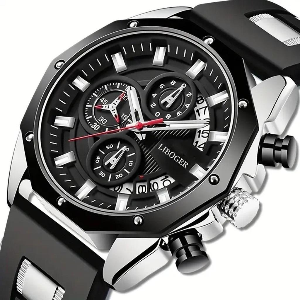 Мужские многофункциональные спортивные часы с силиконовым ремешком и календарем