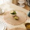 Round Placemats Set of 4 Cotton Woven Placemat Heat-Resistant Non-Slip Washable Table Mats for Dining Table