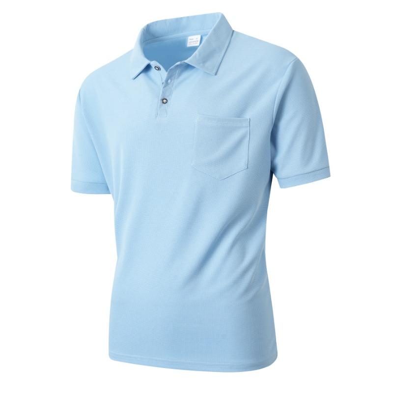 Men S Short Sleeve Polo Shirt Button Pocket Loose Summer Top