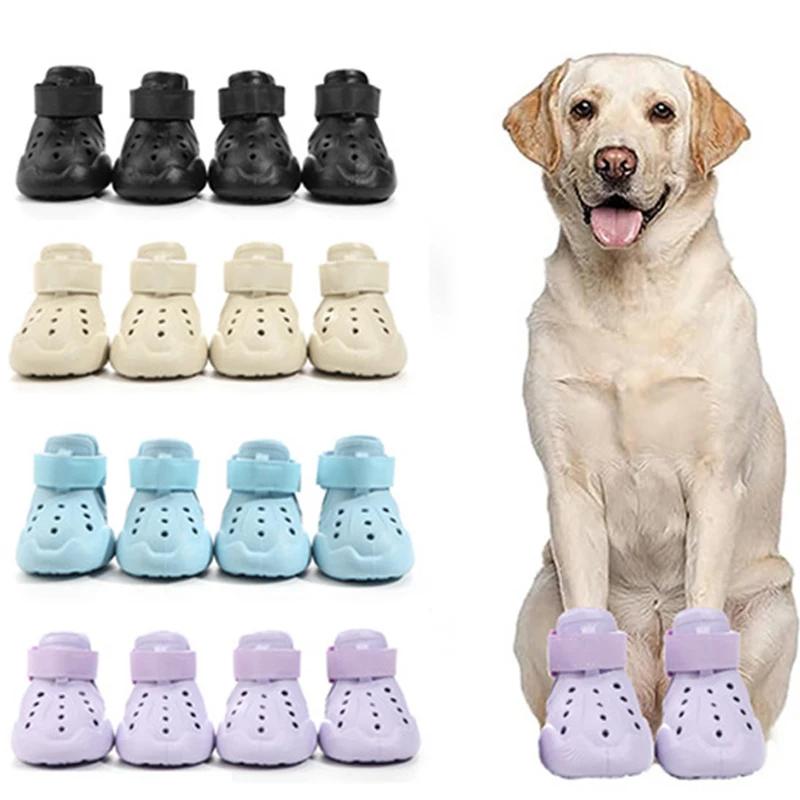 4 шт./компл. водонепроницаемая обувь для собак, летние сандалии для собак, противоскользящие сапоги из ЭВА для собак маленьких, средних и больших пород, для ходьбы и бега