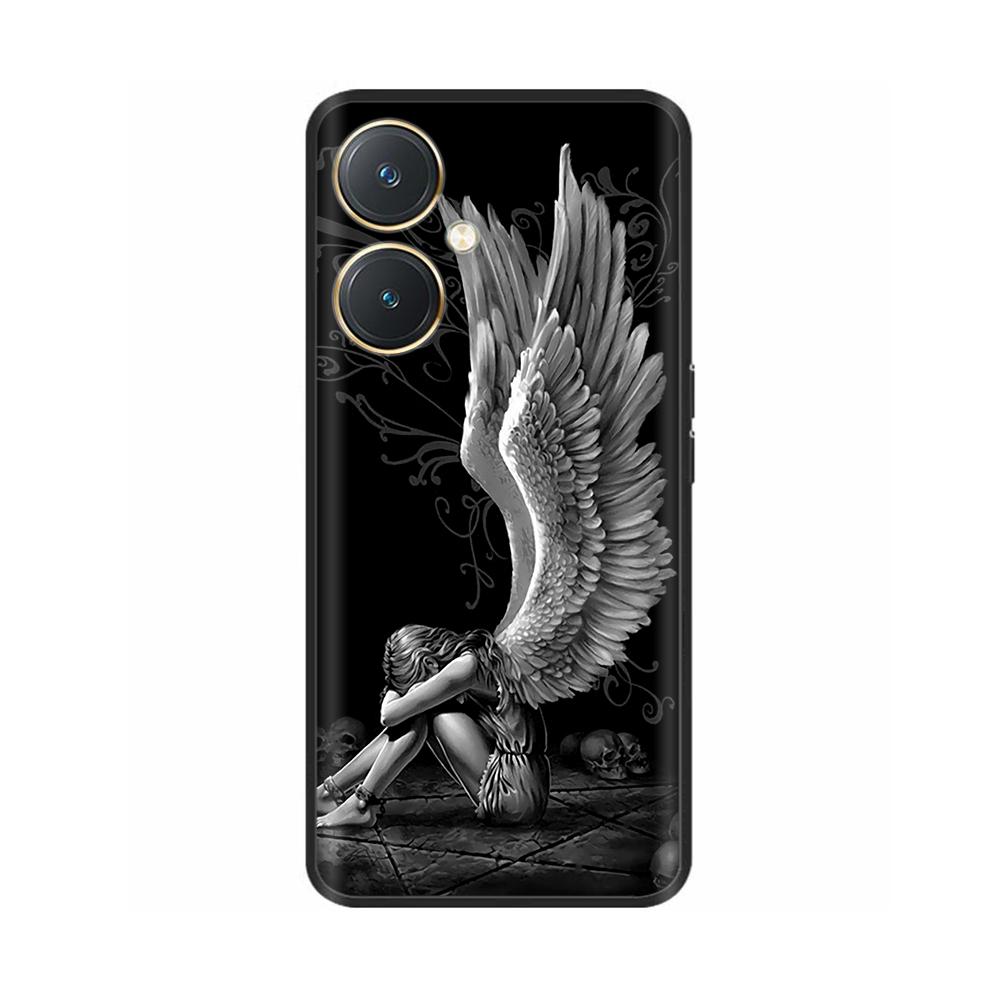 Чехол для Vivo Y27 Черный Чехол Череп Волк Силиконовый Мягкий Задние Чехлы Для Vivo Y27 5G Чехол для Телефона VivoY27 Y 27 2023 Защитный Чехол