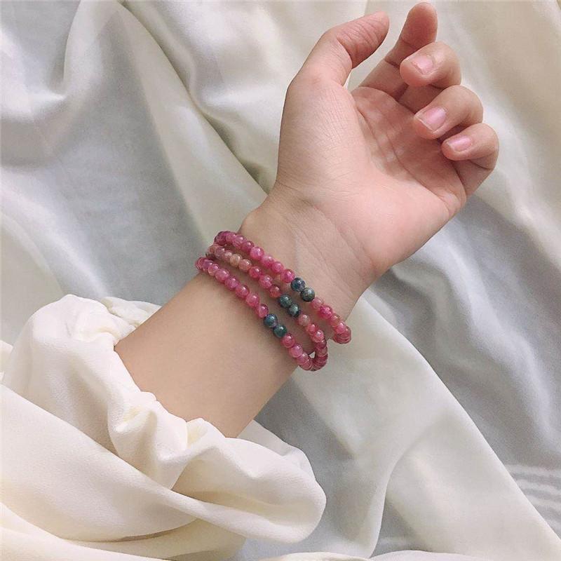 Tourmaline bracelet, red tourmaline, tourmaline crystal bracelet, multi-strand bracelet for friends, gift, red, lucky
