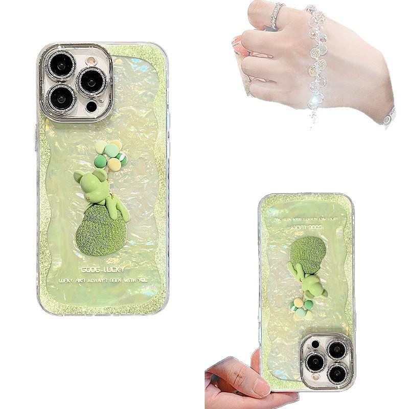 Зеленый Мишка Чехол для iPhone 17 Pro Max/16/15 Plus/14 - Высококачественная Текстура