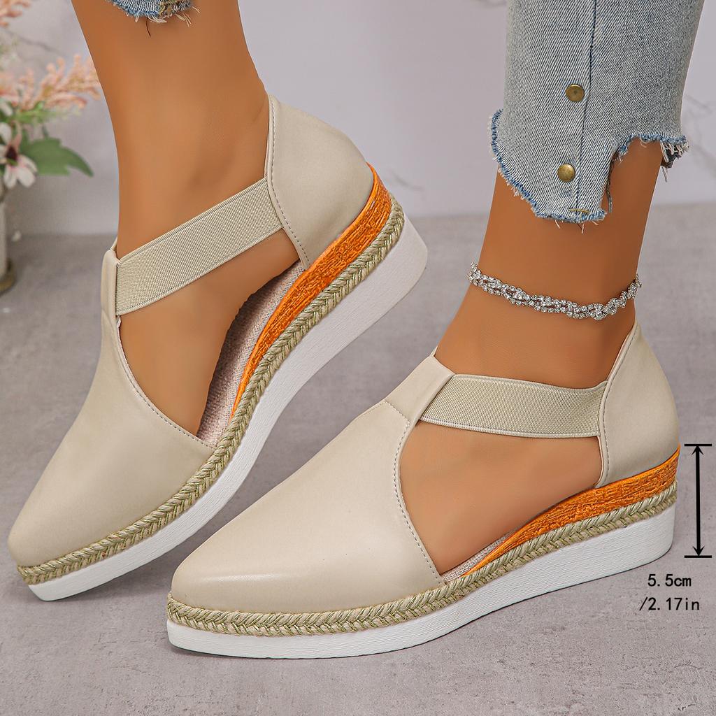 Fashion Women Closed Toe Wedge Sandals Summer Fashion Buckle Strap Solid Color Pointed Toe Elegant Comfortable Sandals for Women