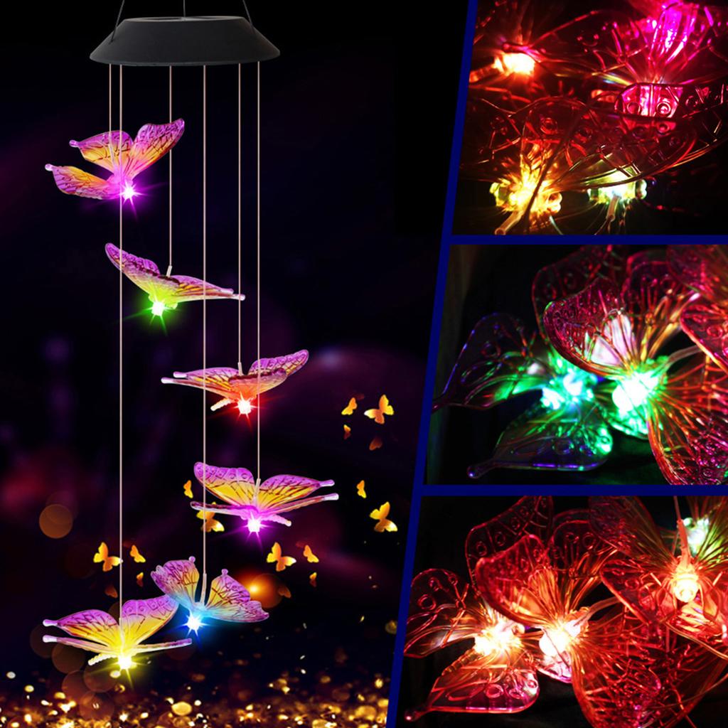 Solar Wind Chime Light Butterfly Light with LED Waterproof and Durable Home Decoration Solar Wind Chime Hanging Light