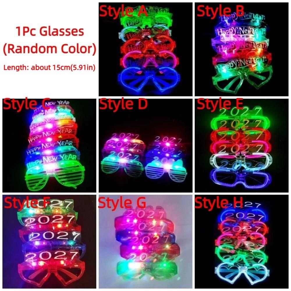 Heart Shape 2027 LED Glow Glasses Funny Light Up Glasses New Year Glow Glasses Christmas Party