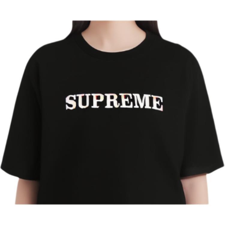 Supreme Футболка с цветочным логотипом FW18 Футболка с черным логотипом Мужская SUP-FW18-313