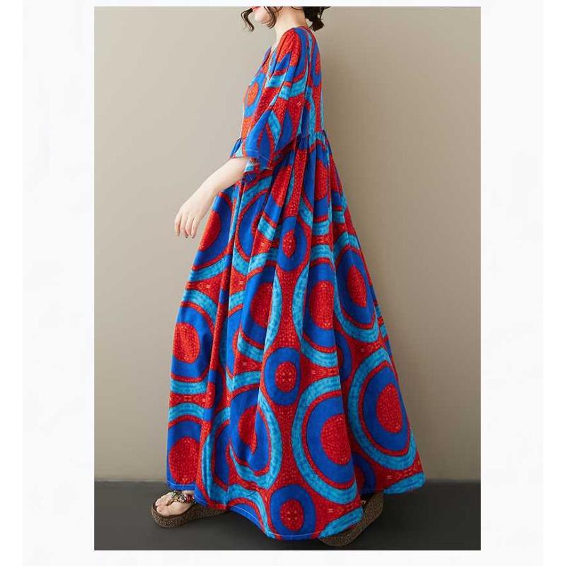 Повседневное женское платье свободного кроя с круглым вырезом и рукавами реглан для отпуска