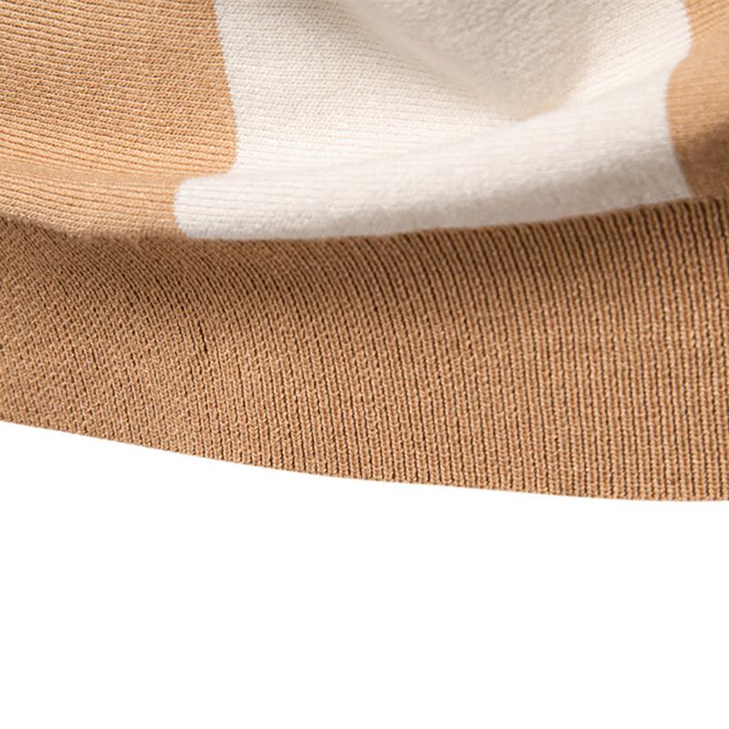 Camel 2025 Summer Embroidery New Men's Lapel Short Sleeved Knitted Polo Striped Patchwork Plus Size Short Sleeved Polo Shirt for Men