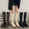 Winter New Brand Women Long Boots Fashion Round Toe Zippers Ladies Elegant Thick Bottom Knee High Boots Shoes 2024