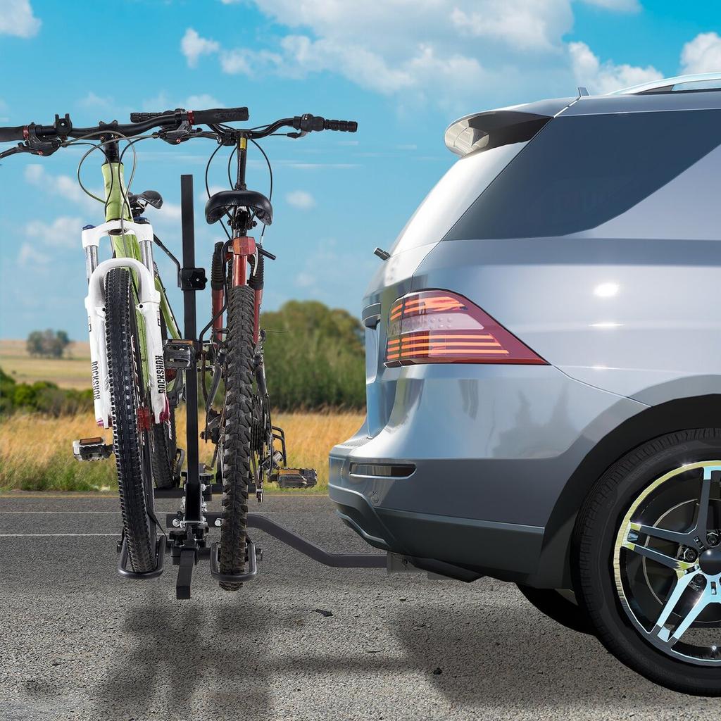 Hitch Mount Bike Rack, 2-Bike Platform Style, 80 LBS Max Capacity Bike Rack Hitch for 1.25-/2-inch Receiver, Titling and Folding Bike Carrier with