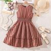 Модное платье для девочек Весна/Лето Детское Винтажное Клетчатое в горошек Без рукавов С поясом Сладкое Платье-принцесса