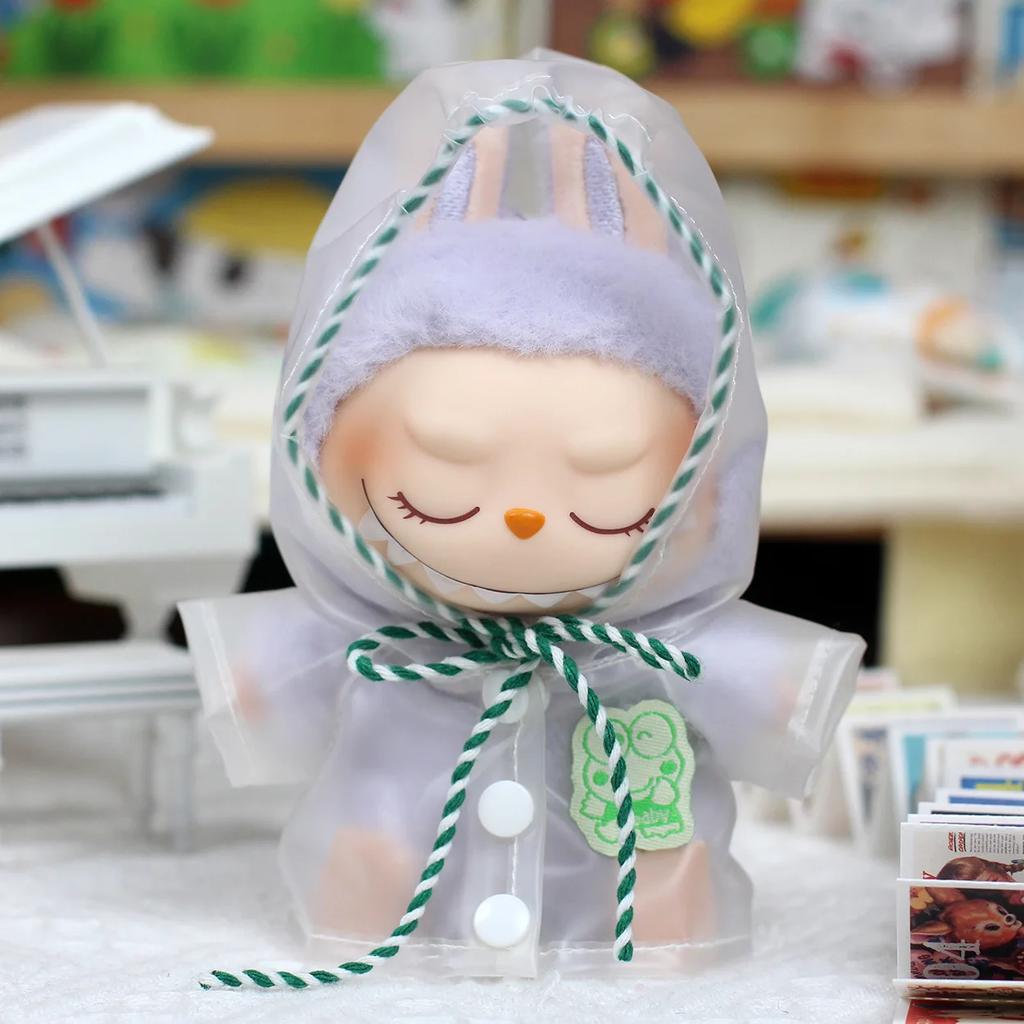 17cm Labubu Raincoat Doll Clothes Heartbeat Macaron Outfits Labubu Accessories