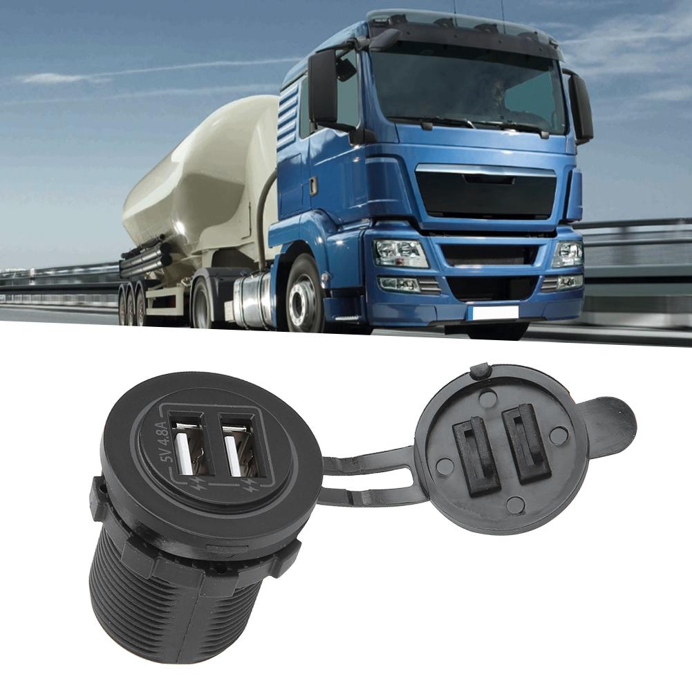 Двойной USB-порт, розетка для зарядки, с кабелем 60 см 23,6 дюйма для автомобиля 12 В 24 В, лодки, квадроцикла, зеленый