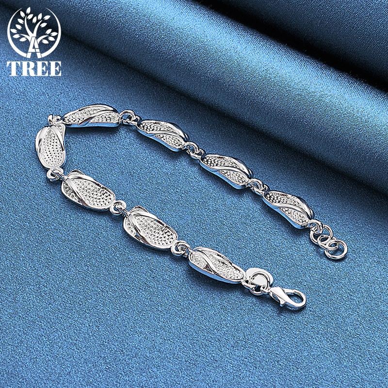 Тапочки из стерлингового серебра 925 пробы, браслет-цепочка, ювелирные изделия