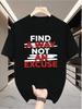 Brawer Men'S Casual Short Sleeve Shirt FIND A WAY NOT AN EXCUSE Lettering Bright Purple Regular Fit