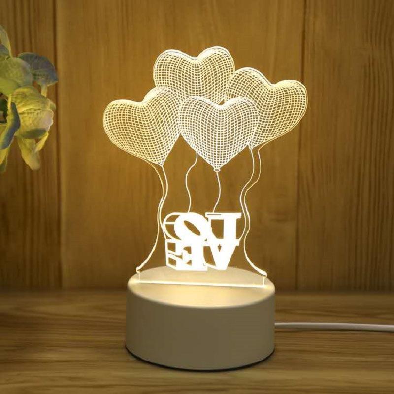 Creative 3D LED Night Light 7 Color Acrylic Veilleuse ABS Plastic Base LED Night Lamp for Children's Room Table Desk Use