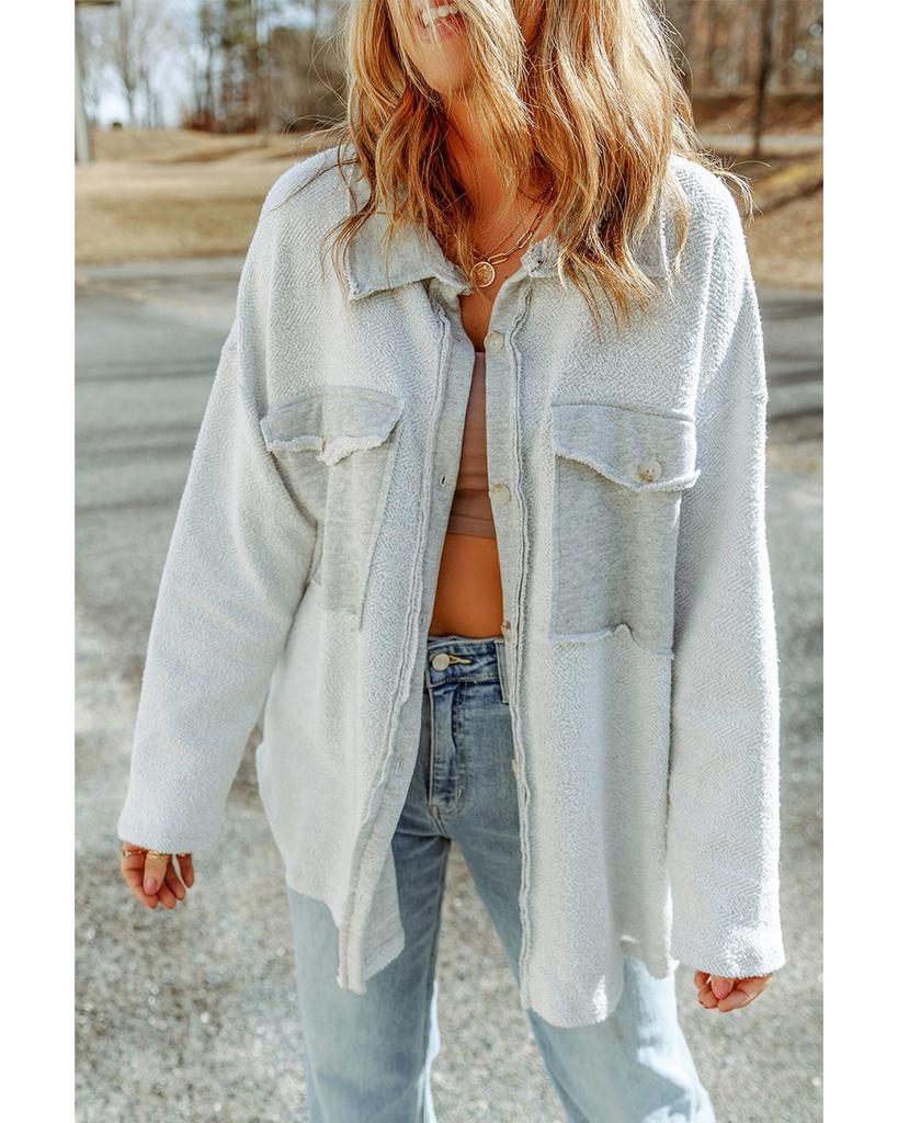 Azura Exchange Свободная серая куртка с карманами-клапанами