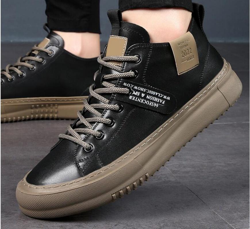 Мужские кожаные кроссовки, модельные туфли, дизайнерская мода, высокие кожаные туфли на платформе, повседневная обувь на плоской подошве, новинка весны и лета