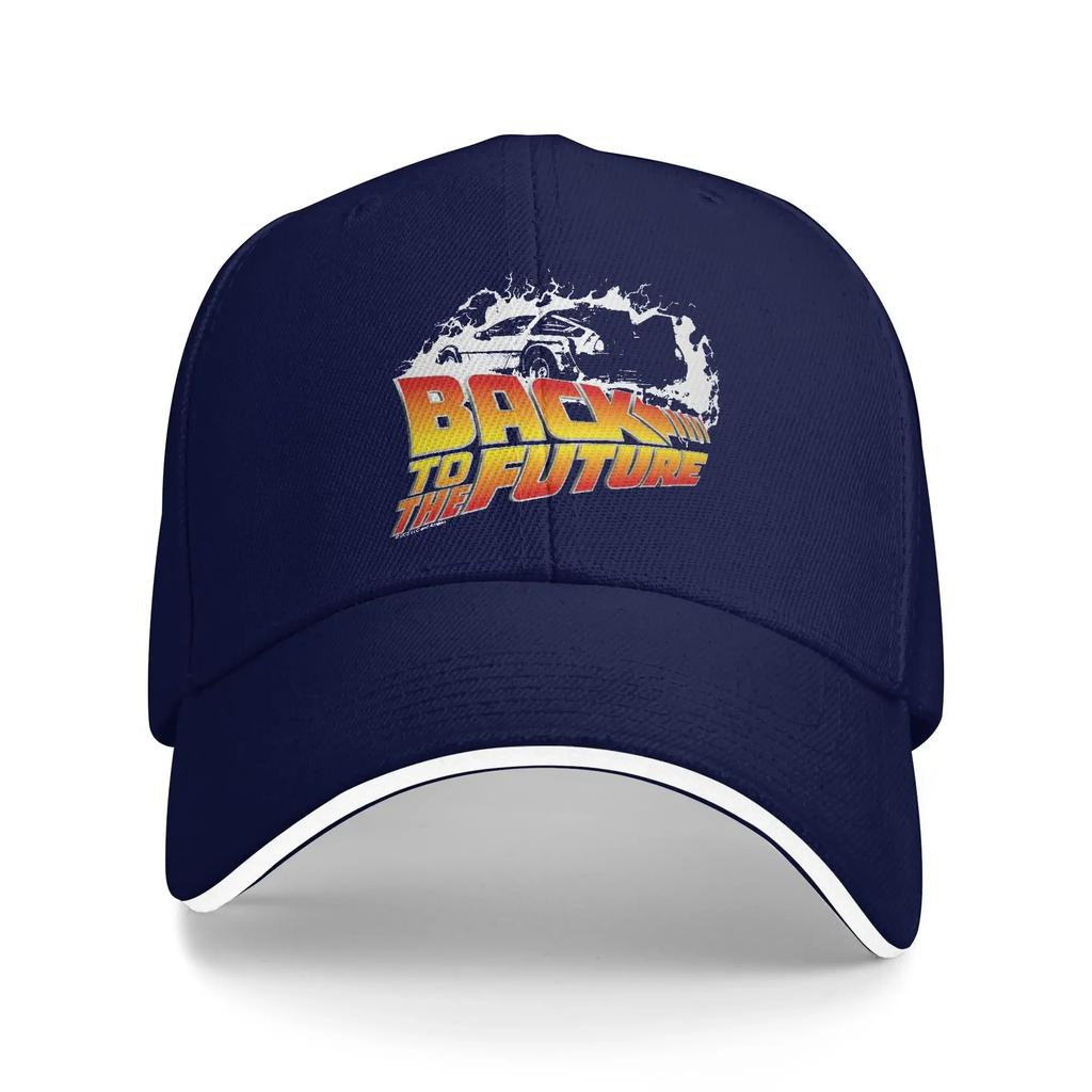 Back to the Future DeLorean White Stencil Caps For Unisex Women Trendy Baseball Cap Sun Hat Travel Headewear Adjustable Fit