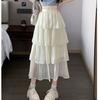 Юбки миди из сетки для женщин, чистая, сладкая, многоуровневая, принцесса, летняя, винтажная, французский стиль, элегантная, многослойная, с оборками, юбка-торт