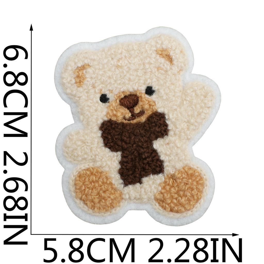 Plush Bear Embroidery Cloth Sticker Cute Red Panda Towel Embroidery Patch Sticker Clothes Decorative Embroidery Label Curly Lion