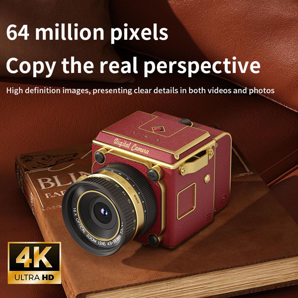 Ретро 4K Высококачественная Двойная Линза Отражательная CCD Камера Легкая и Портативная С 26,4 Миллионами Ультра Высокой Четкости Пикселей