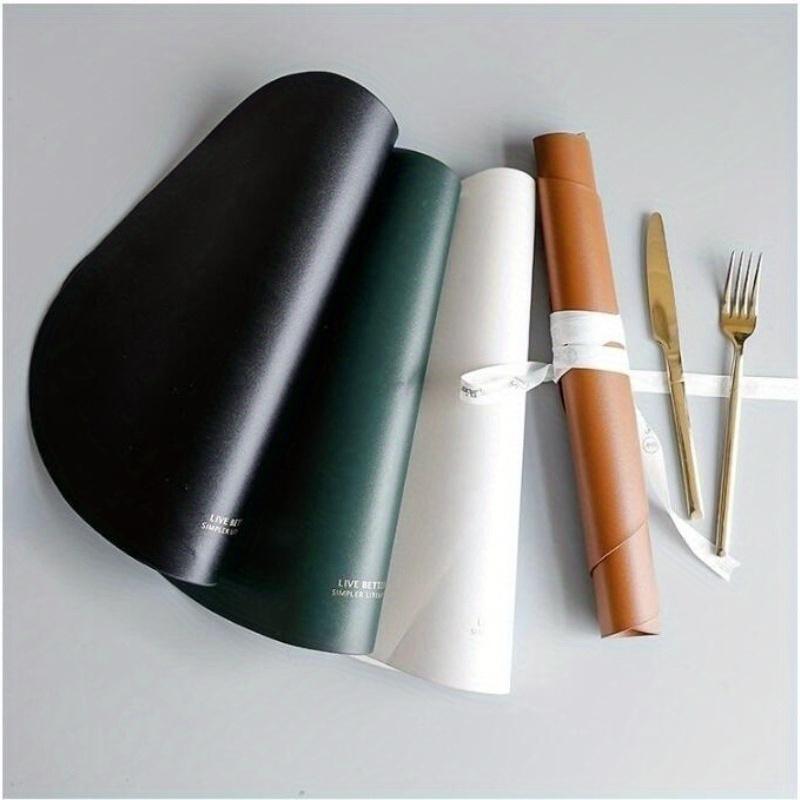 2pcs/set Leather Tableware Mat Dinner Pad Waterproof Table Mat Insulation Coaster Placemats for Restaurant Kitchen Home