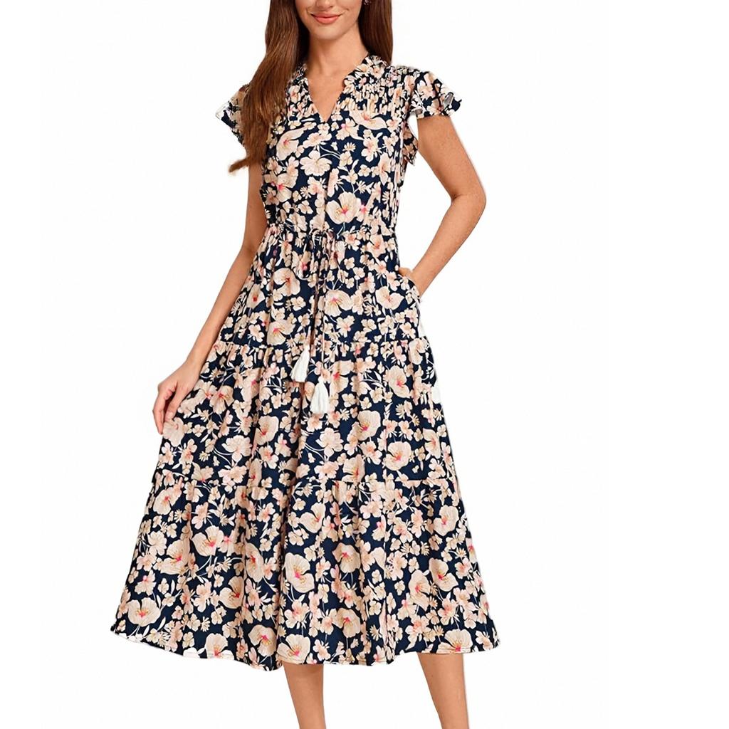 Женское платье с короткими рукавами и бахромой в стиле бохо для отдыха на пляже