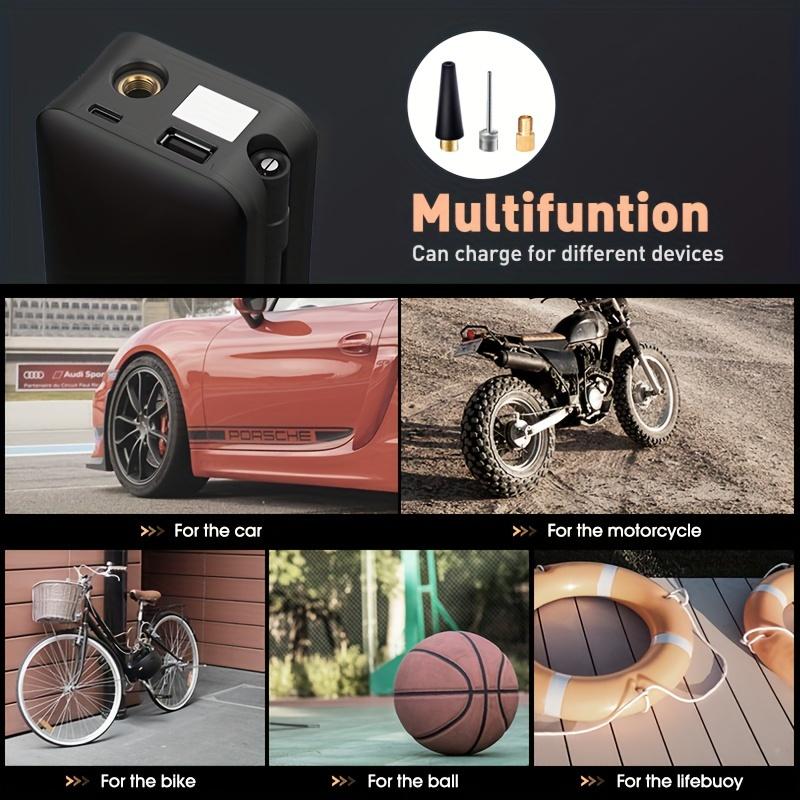 Portable Tire Inflator - USB and Battery Powered Air Compressor for Cars, Motorcycles and Bicycles with Digital Display