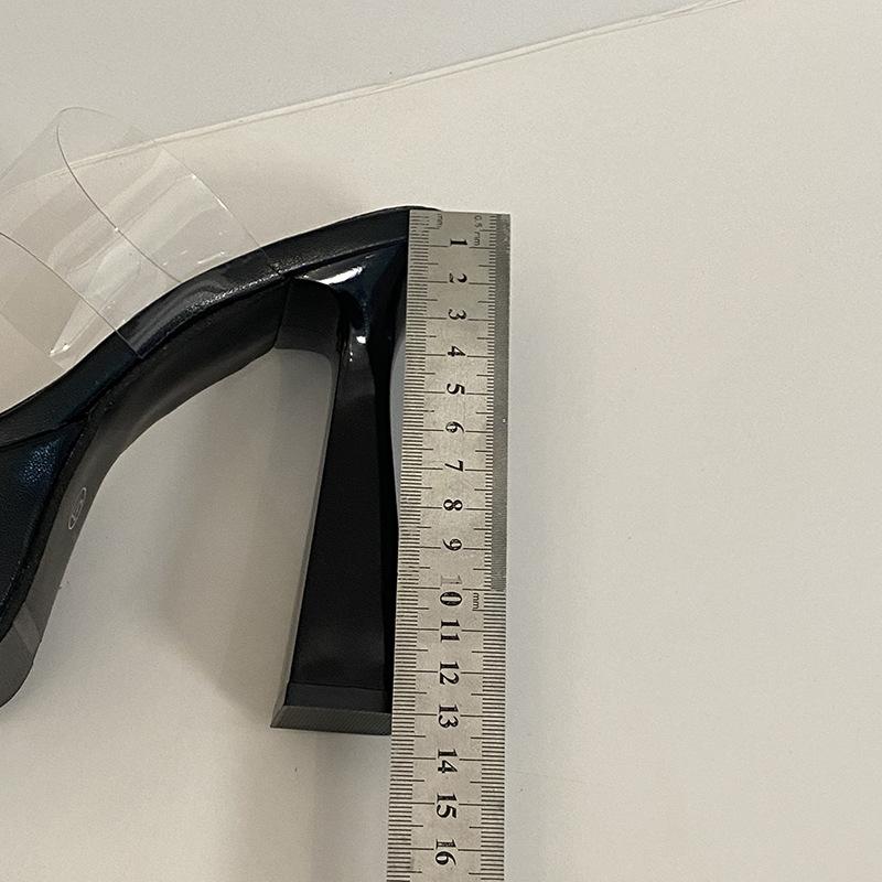 Прозрачные шлепанцы с квадратным носком и толстой подошвой, женские летние шлепанцы на толстом каблуке, водонепроницаемые, для стола, для маленького человека, увеличивающие рост, супервысокие каблуки