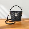 Bucket Bag Spring Leather Women'S Bag Versatile Crossbody Bag High-End Diamond Check Chain Commuter Bag