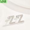 Sold As 1 Pair 925 Sterling Silver Aaa Cubic Zirconia Cz Stone 26 Initial Letter Stud Earrings For Women Party Accessories