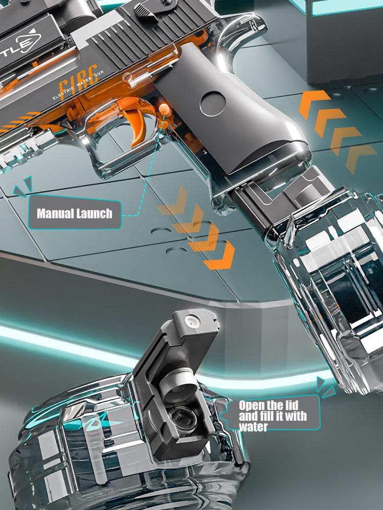 Водяной пистолет Реалистичные светодиодные эффекты 2025 Лето Электрический водяной пистолет Детская игрушка Полностью автоматическая непрерывная стрельба Водяной пистолет