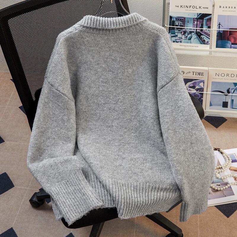 Women's Cartoon Lapel Long Sleeve Knit Pullover