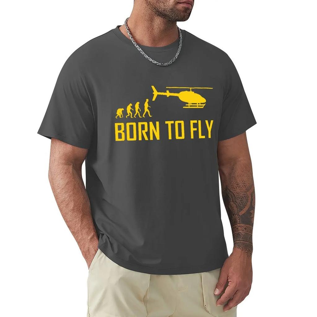 Футболка Born To Fly Helicopter Aircraft Футболка Harajuku с коротким рукавом 100% хлопок Графика Футболка Топы