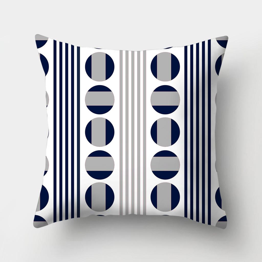 Blue Pattern Decorative Cushion Cover Stripe Geometric Pillow Case For Car Sofa Decor Pillowcase Home Throw Pillow Cover 45X45CM