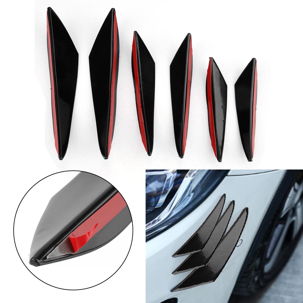 6Pcs Gloss Black Car Front Bumper Wind Knife Trims Front Bar Universal