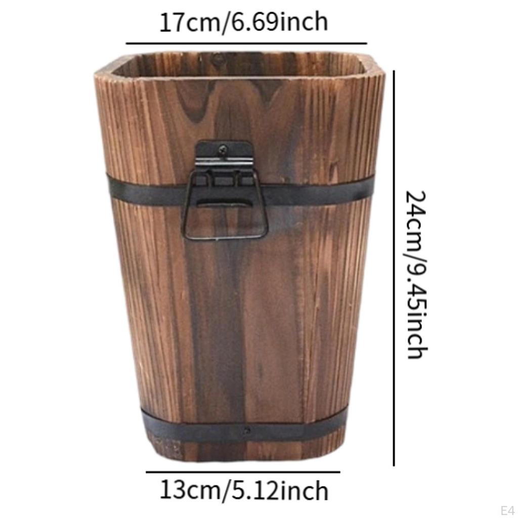 Wooden Barrel Planter Flower Pot Birthday Gift Plant Container Rustic for Indoor and Outdoor Patio
