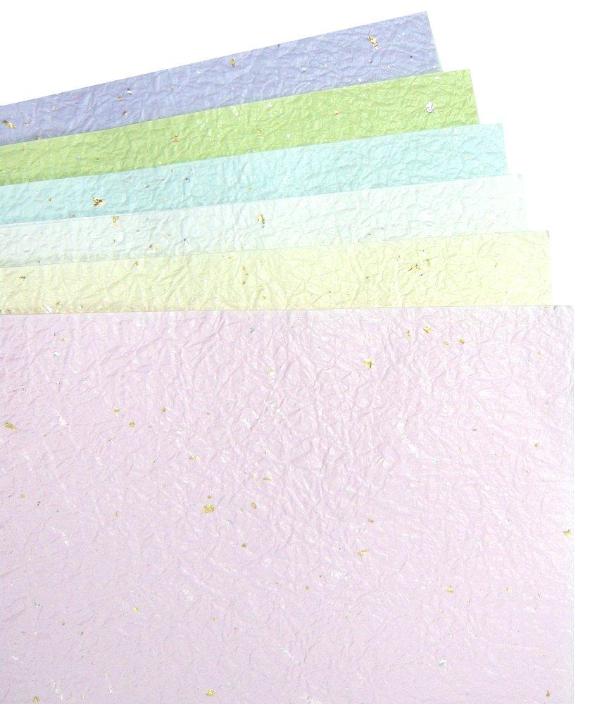 Бумага Kawasumi Washi Японская Пастельная Легкая Бумага Моми Ваши с Золотом и Серебром B4 x 6 12 Листов Бумага, Цвета, Цвета, Блестки, Размер, Прибл.. 25.7 36.4