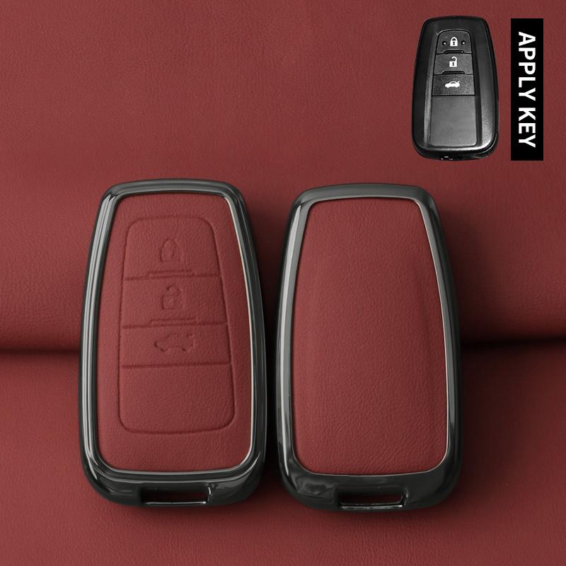 Металлический кожаный чехол-брелок для автомобильного ключа Toyota Prius Camry Corolla CHR C-HR RAV4 Land Cruiser Prado Защитный корпус Брелок