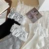 Retro Ballet-style Summer Pure Lace Fringed Pile Socks for Women, Thin Combed Cotton Versatile Short Socks
