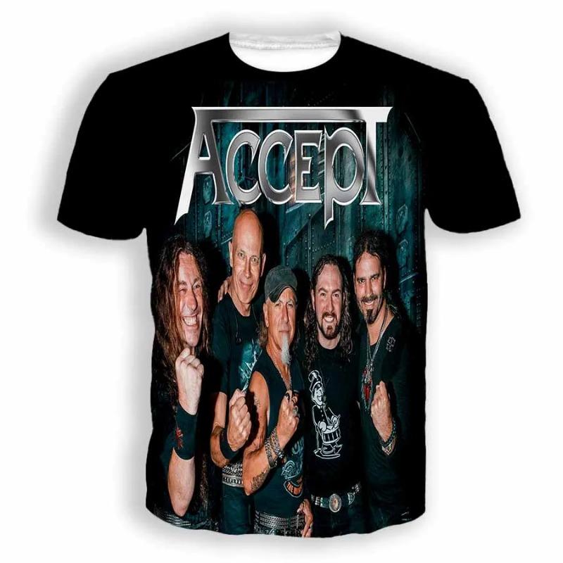 Винтажная мужская футболка Классическая группа Accept 3D-принт футболки Мужчина Женщины Хип-хоп Короткий рукав Футболка Мода Уличный Мужской Топ Одежда