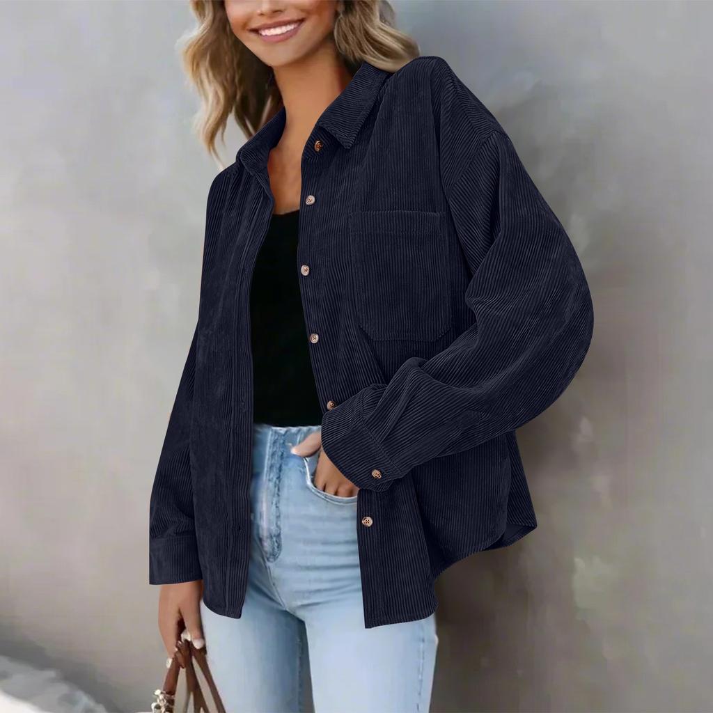 Женская повседневная однотонная свободная куртка с лацканами на пуговицах больших размеров