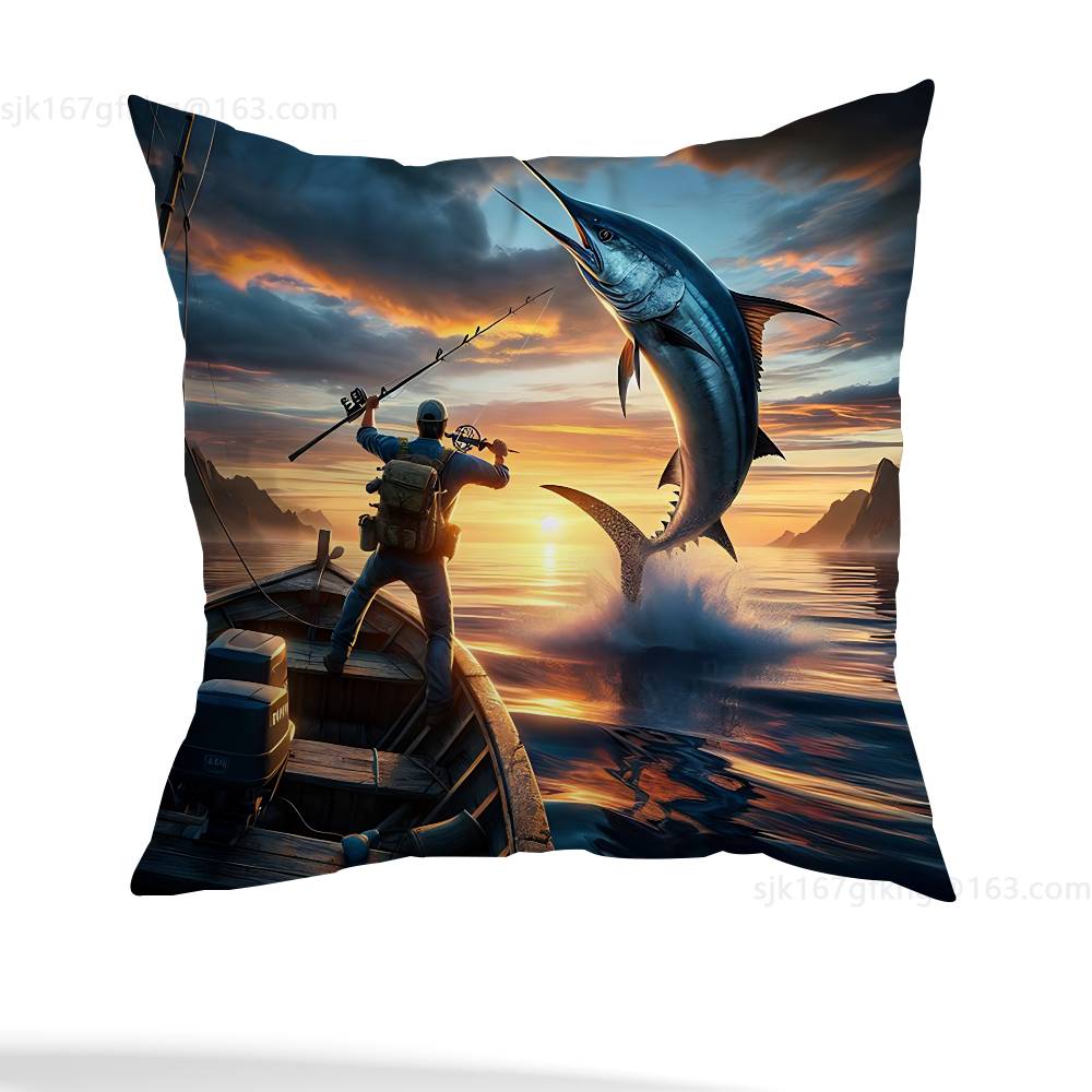Fishing Master Pillow Case Anti-dustmite Pillowcase Invisible zipper silky short plush Sofa cushion cover