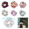 Cute Lace Trim French Hair Scrunchies for Women Girls Vintage Floral Hair Ties Hairband Elastic Ponytail Holder Headband